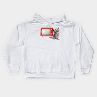 Red TV and Adorable Kittens: Unique Designs Kids Hoodie